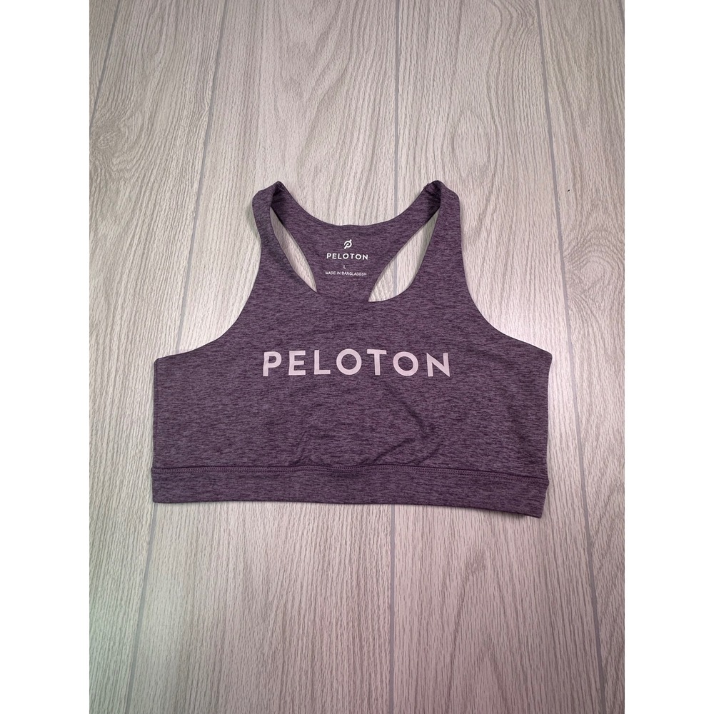 Peloton Womens‎ Purple Heathered Space Dye Strappy Racerback Sports Bra L